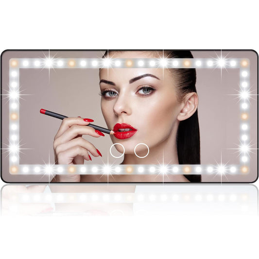 Espejo de Maquillaje Recargable para Coche con LED Ajustables